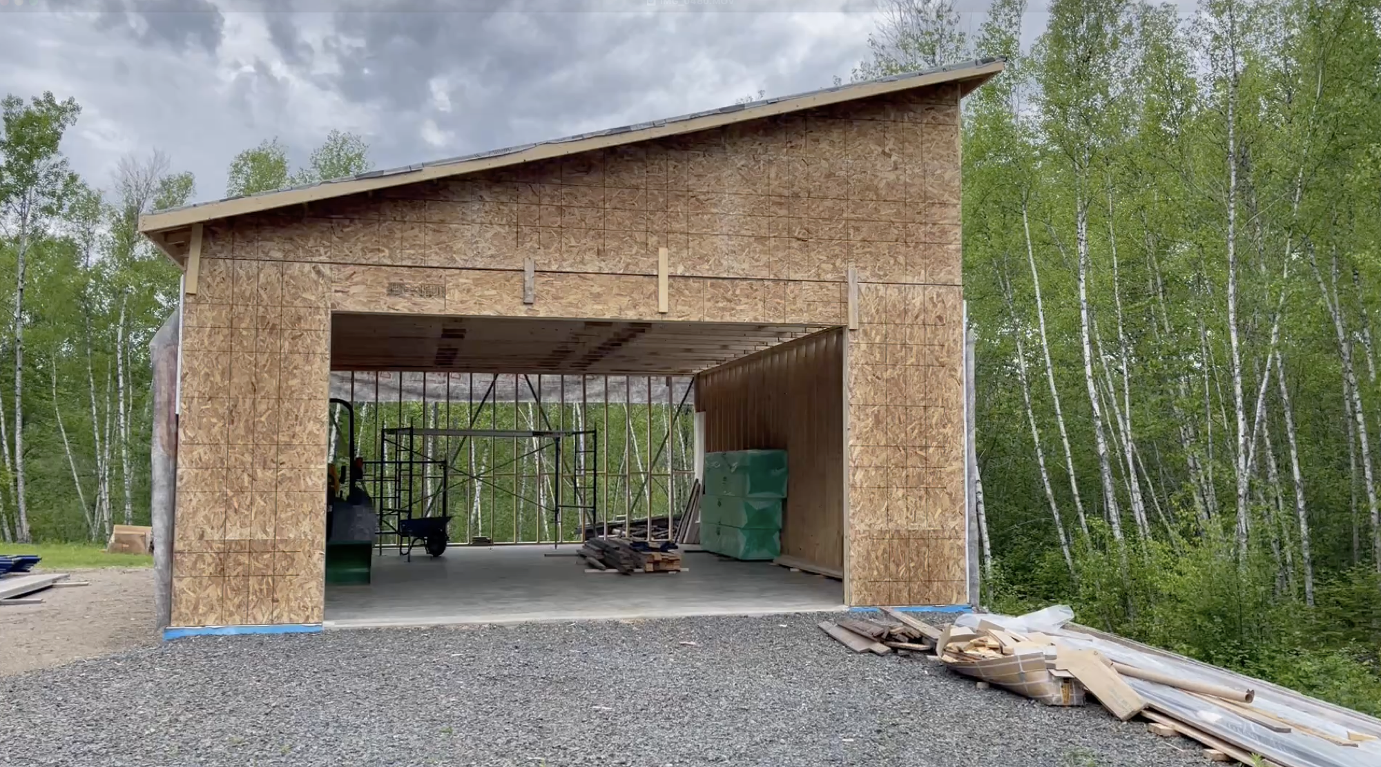 Garage construction progress.